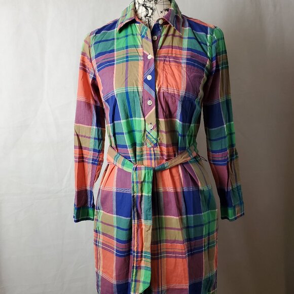 Talbots Dresses & Skirts - Talbots Long Sleeve Plaid Cotton Dress - Size 6P